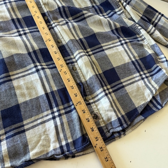 Legendary Whitetails Buck Camp Navy & Cream Plaid Flannel Shirt Mens XLT TALL - Picture 7 of 8